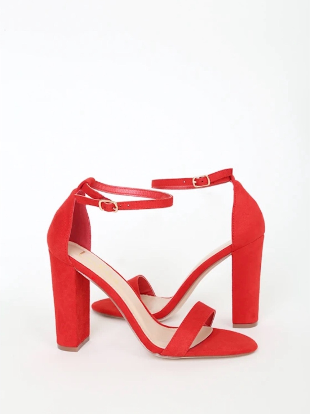 Lulus Taylor Red Suede Ankle Strap Heels - Size 9 - Picture 7 of 9